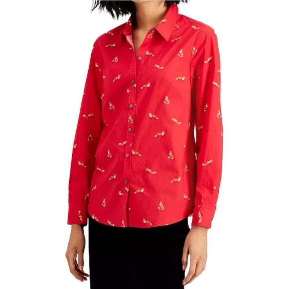 CHARTER CLUB Fox Print Cotton Button Up Shirt XXL - Picture 9 of 9